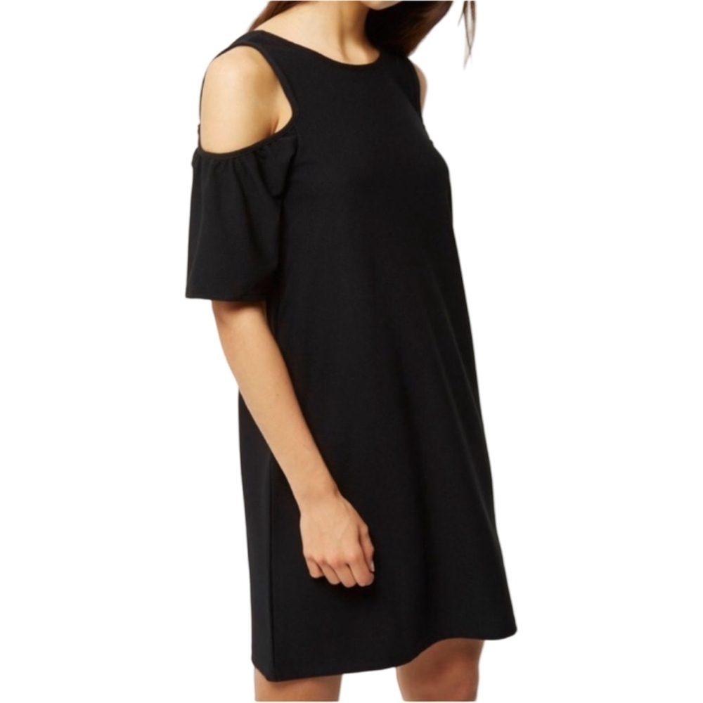 Zara Trafaluc Black Cold Shoulder Shift Dress Size Large